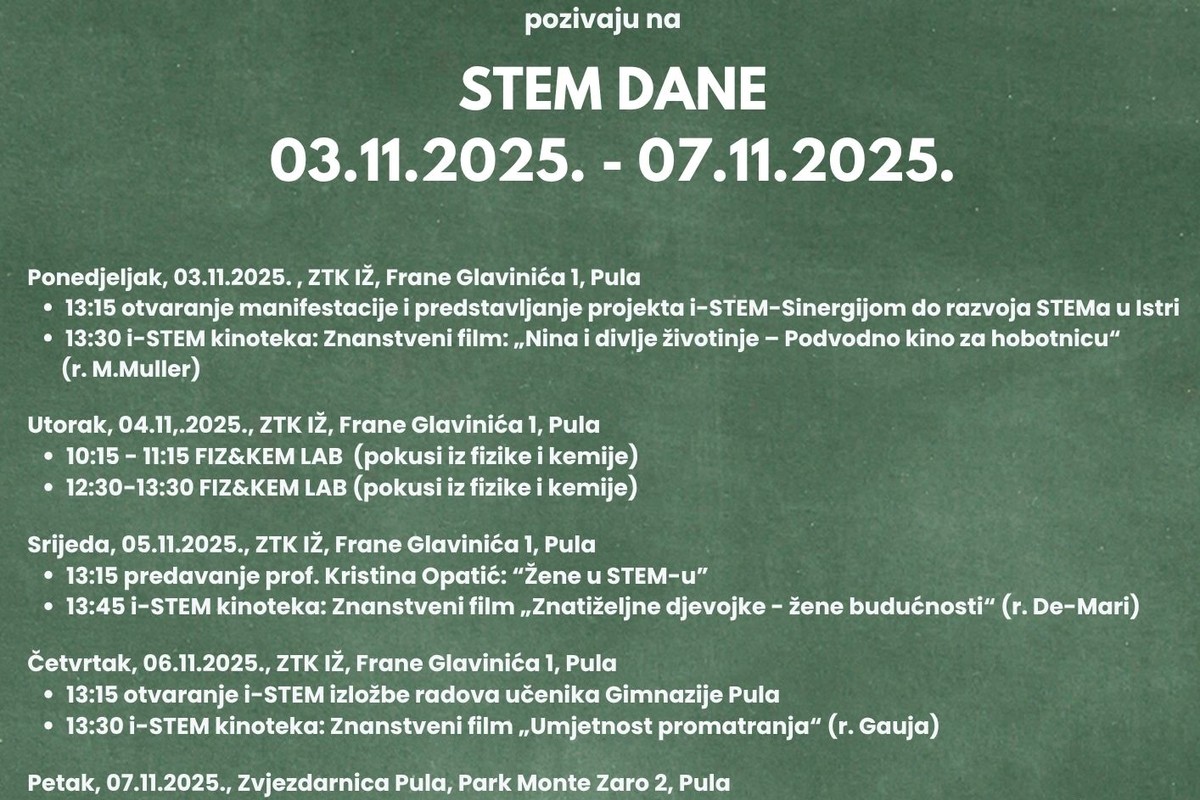 i-STEM dani u Puli – 5 dana znanstvene zabave i znatiželje!