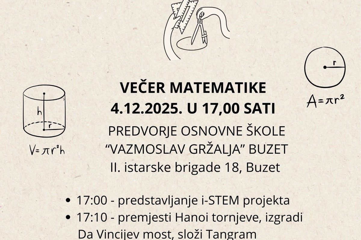 Večer matematike pretvara OŠ Vazmoslava Gržalja Buzet u poligon logike!