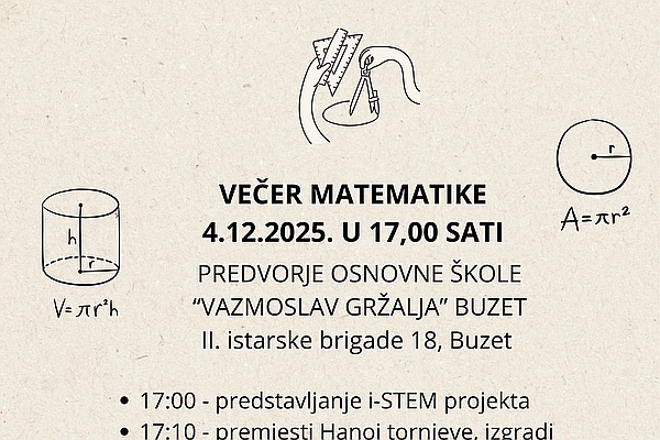 Večer matematike pretvara OŠ Vazmoslava Gržalja Buzet u poligon logike!